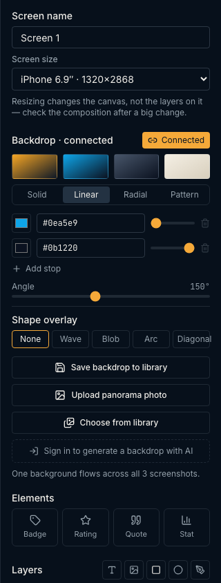 The shape layer panel with fill, stroke and corner radius