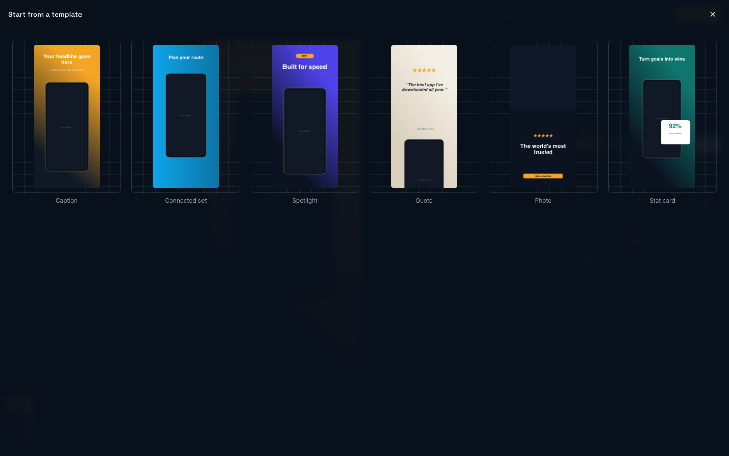 The template gallery